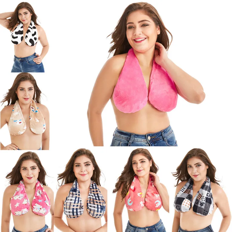 

LUXURY Towel Bra Women Bath Towel Hanging Neck Wrapped Bra Big Chest Towel Neck Breastfeeding Bralette Top Bandeau Top LargeSize