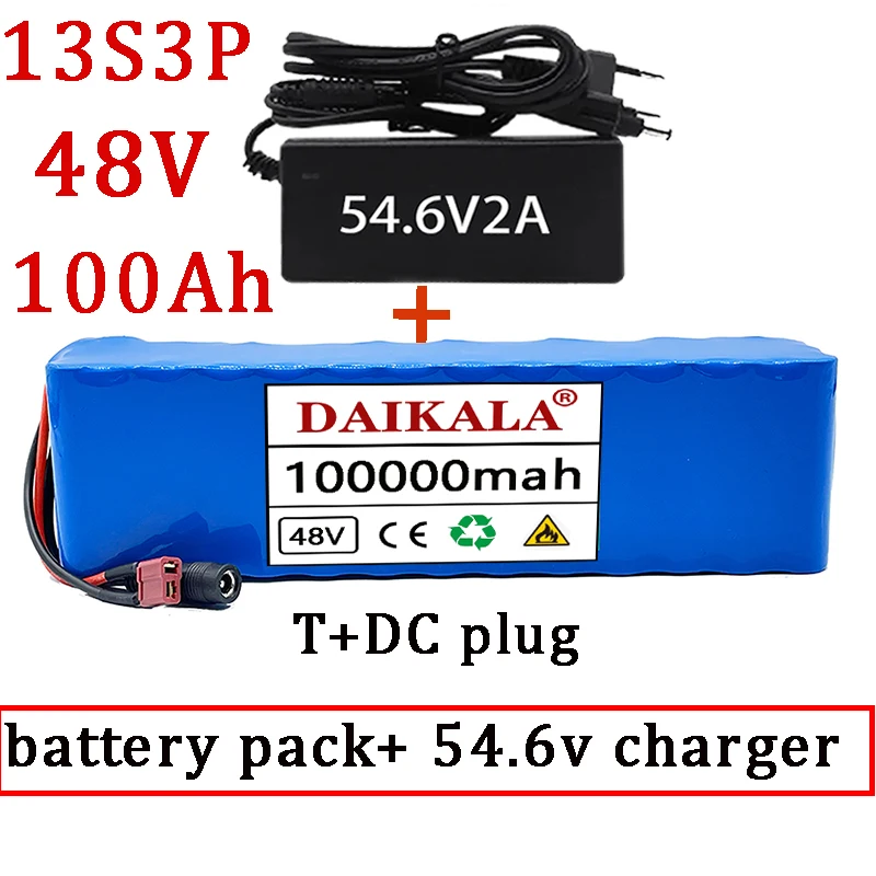 

Daikala new 100% original 13S3P 48V 100Ah 1000W Li ion battery 54.6V Li ion electric scooter battery with BMS+charger T DC