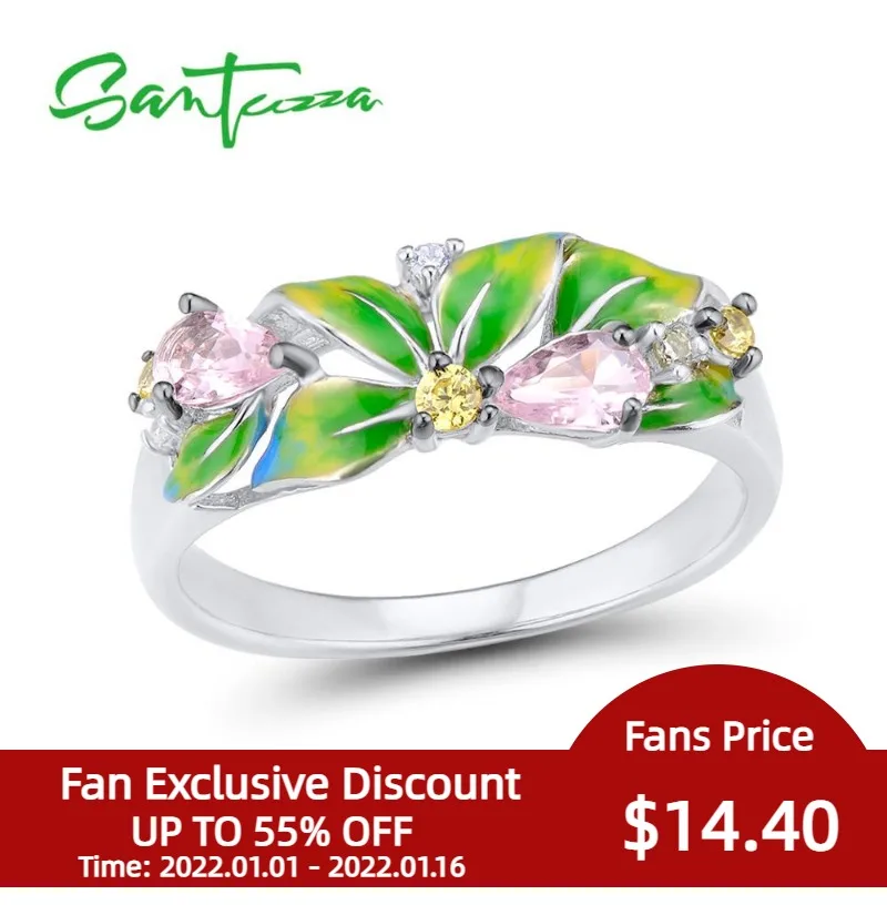 SANTUZZA Silver Ring For Women Pure 925 Sterling Silver Delicate Green Leaves Cubic Zirconia Fashion Jewelry Handmade Enamel
SANTUZZA Silver Ring For Women Pure 925 Sterling Silver Delicate Green Leaves Cubic Zirconia Fashion Jewelry Handmade Enamel