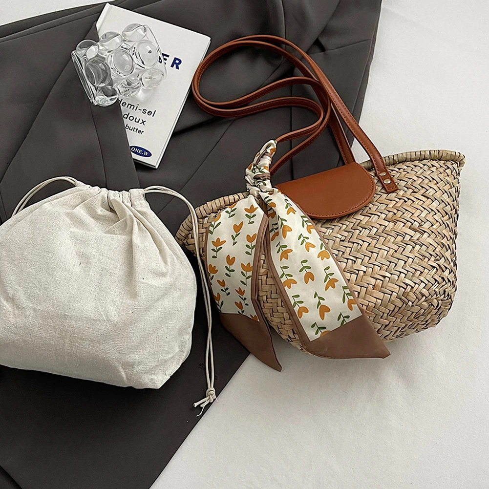 Женская соломенная сумка-тоут летние пляжные сумки большая вместительная модная