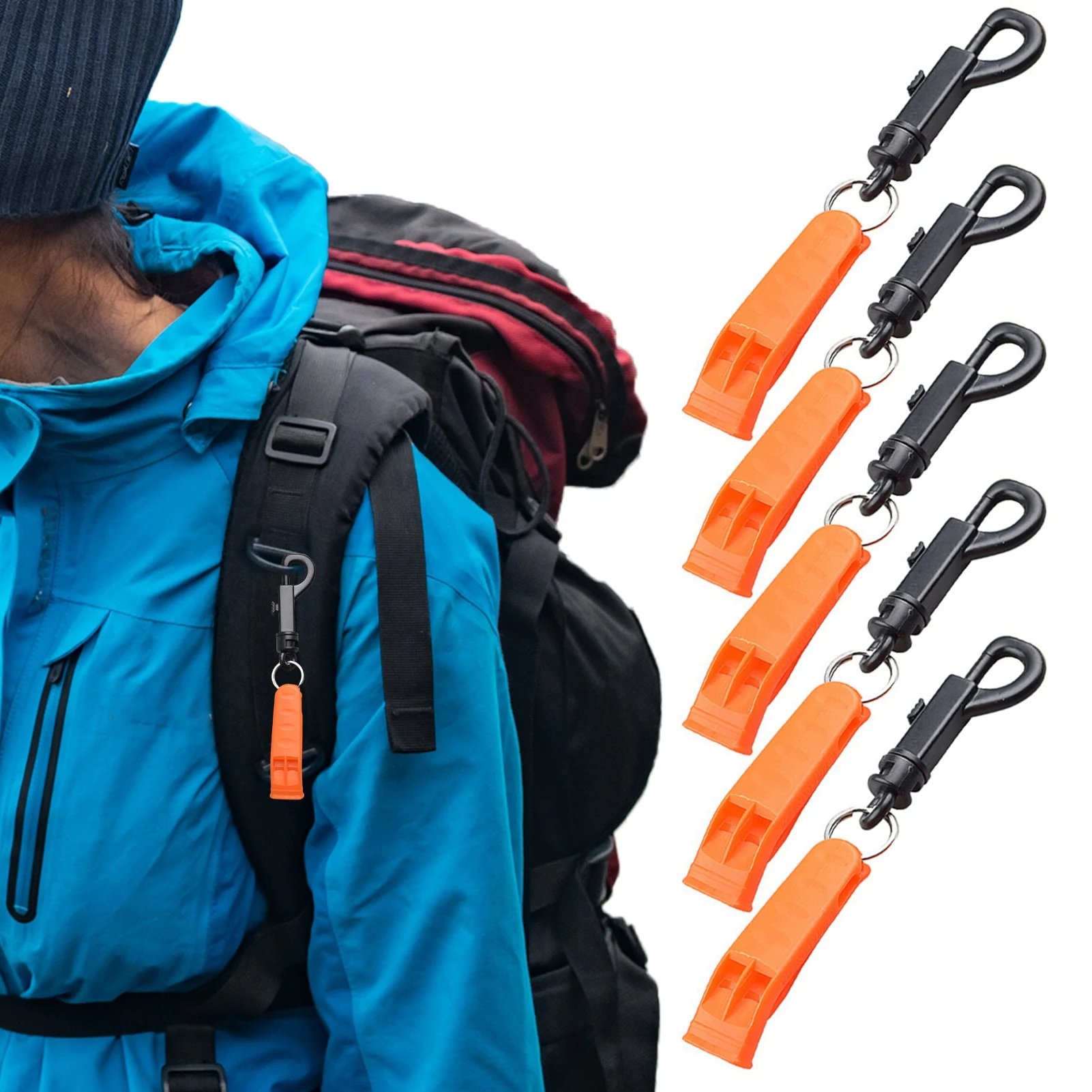 

Экстренный свисток с крючком, свисток для выживания с двойной трубкой, 5 шт., громкий свисток для арбитров, тренировочные спасатели, экстренн...