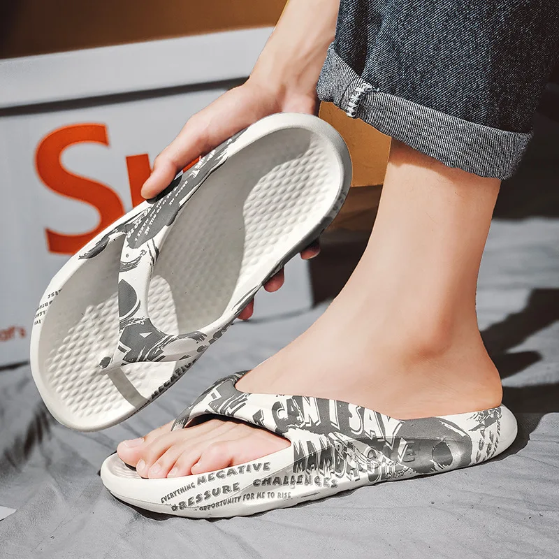 Шлепанцы мужские для дома, Нескользящие, дезодорирующие, летняя уличная одежда, пляжные сандалии