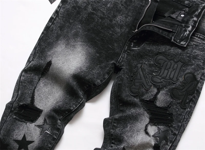 Men's Colorful Graffiti Printed Jeans Y2K Colorful Slim Fit Tapered Elastic Casual Pants Fashion Street Clothing Small Foot Pant