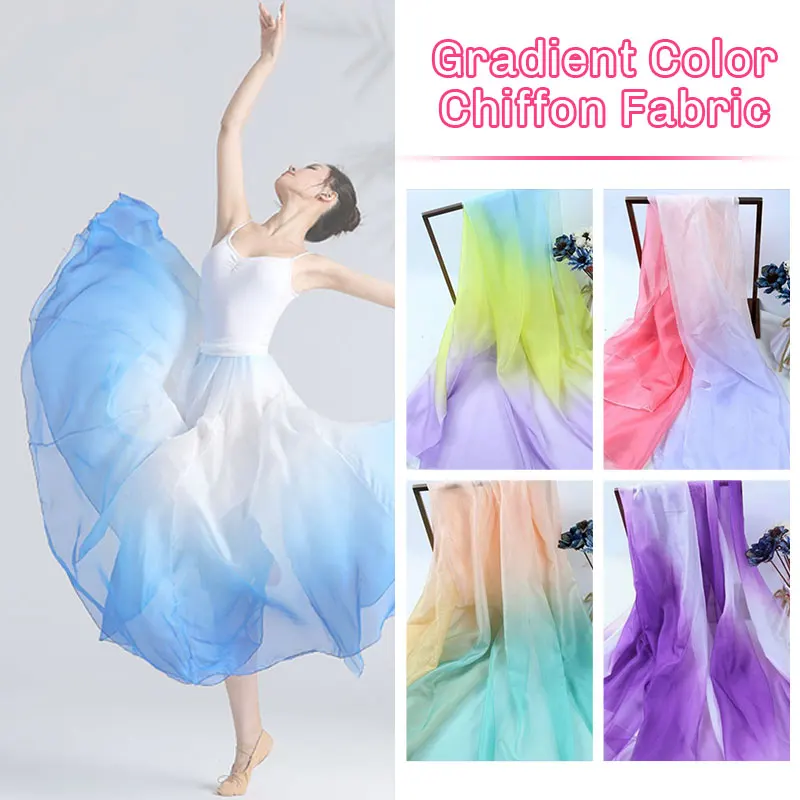 

Rainbow Gradient Chiffon Fabric Tulle Shading Color Stage Clothing Material Diy Antique Hanfu Wedding Dress Sewing Accessories