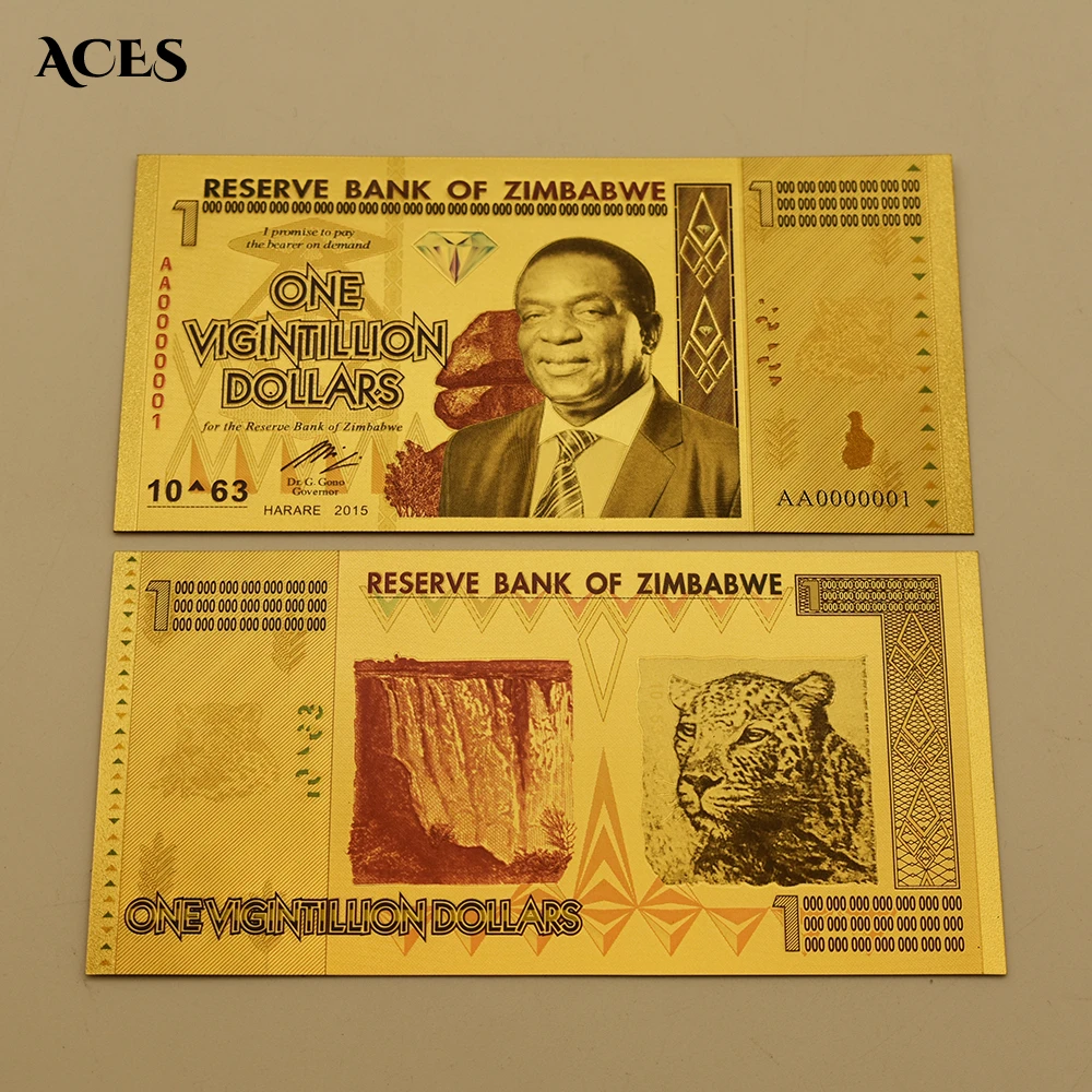 

Золотые банкноты, Зимбабве, поддельные деньги, один вигинтильон, доллары, художественные изделия, стоит коллекционирования, деньги, реальны...