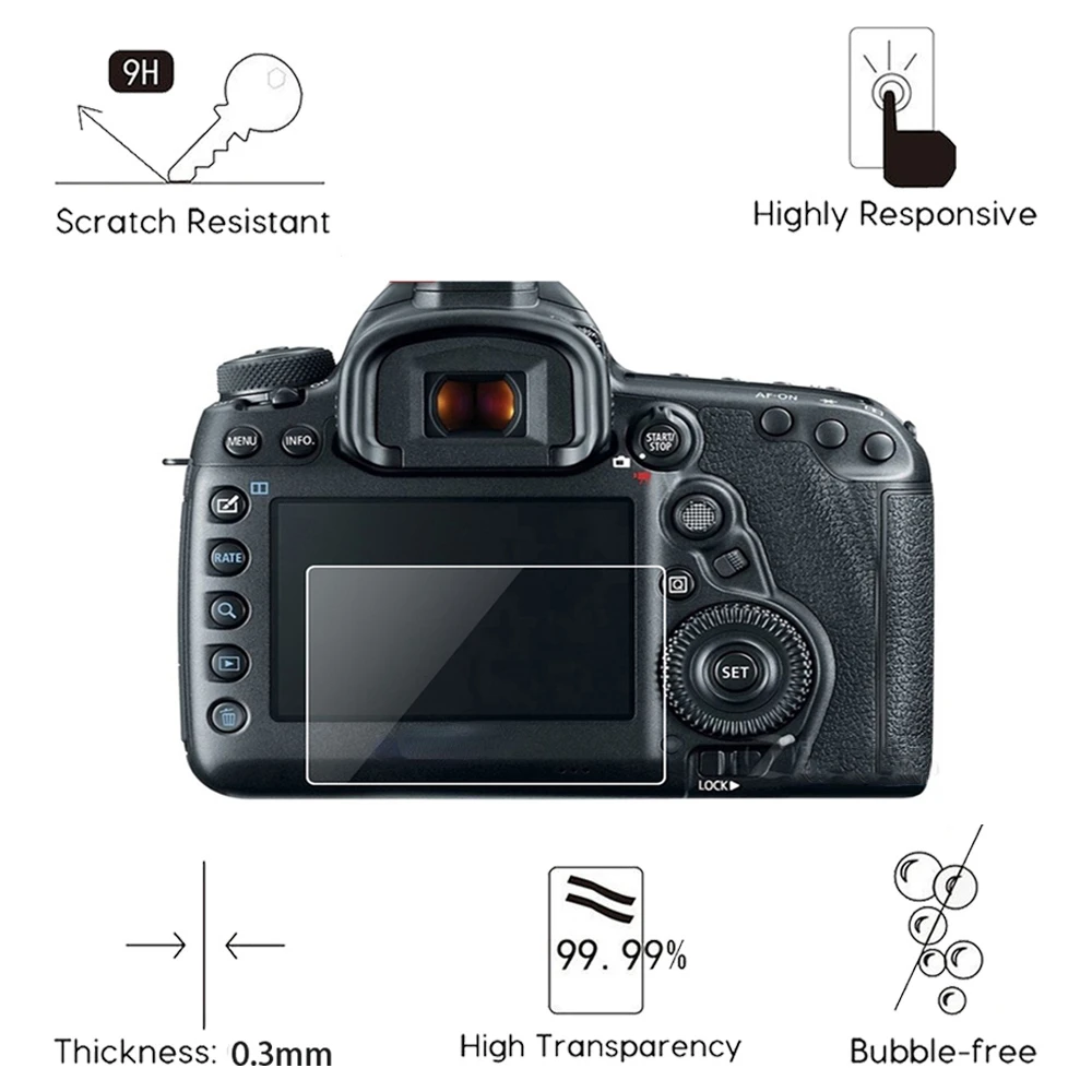 Защитное стекло закаленное для Canon EOS 5dmarkiv III 5DS 5DSR 6D 7DII 77D 90D 80D 750D 760D 800D 1200D 1300D 1500D 4000D