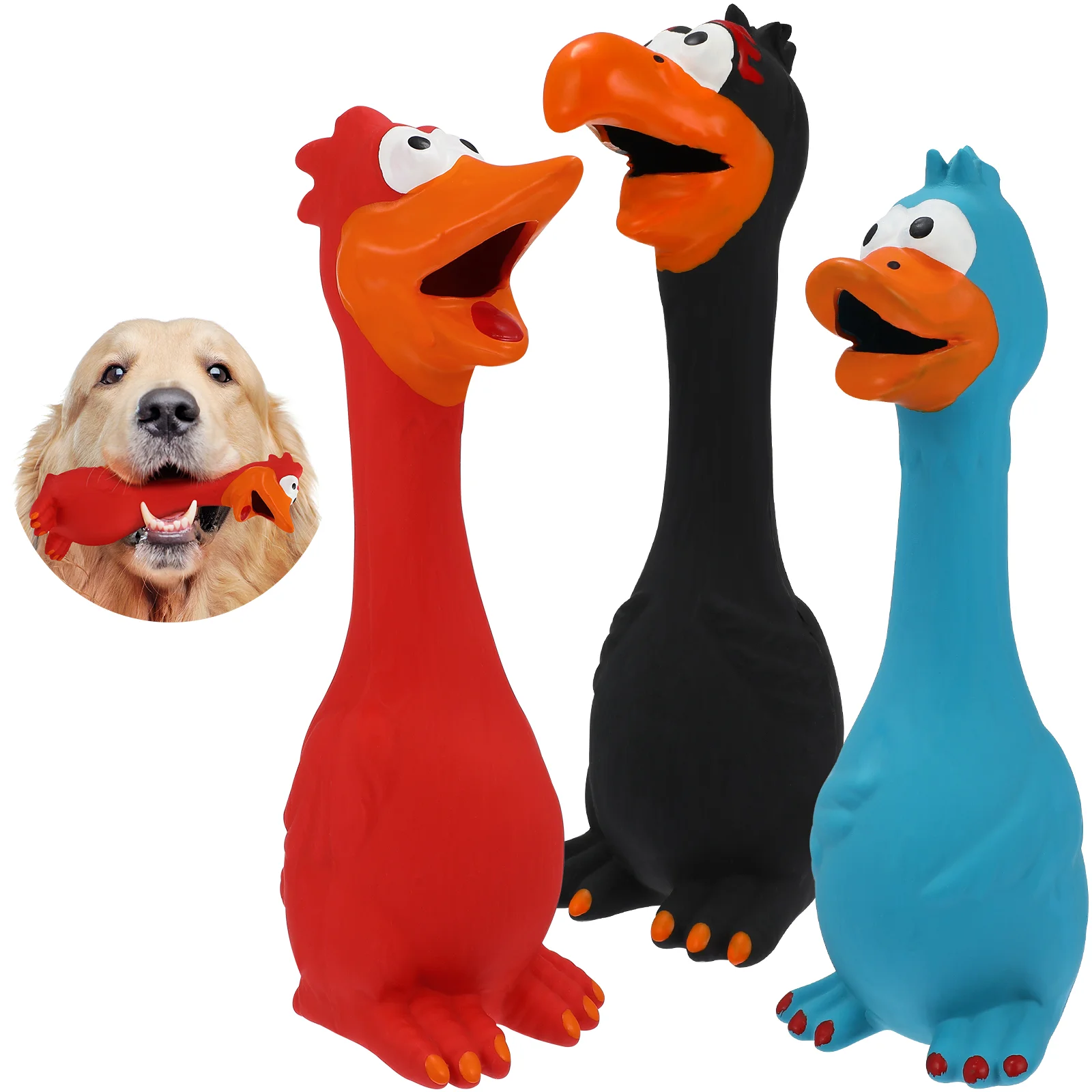 

3 Pcs Pet Toys Dogs Small Screaming Chicken Vocalize Chew Squeaky Novelty Rubber
