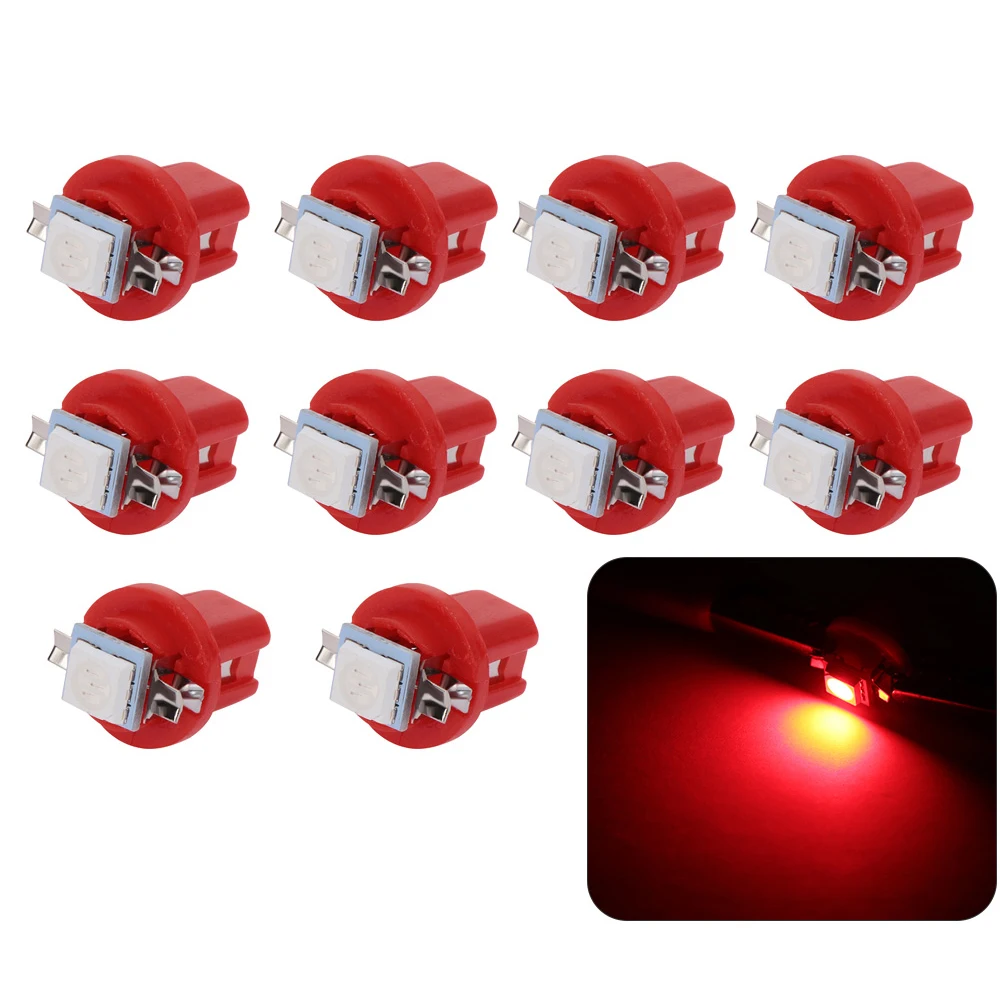 

10pcs Car Instrument LED Lights Speed Bulbs Center Console Wedge-Shaped Interior Lights B8.5D 5050 1SMD T5 Instrument Lights