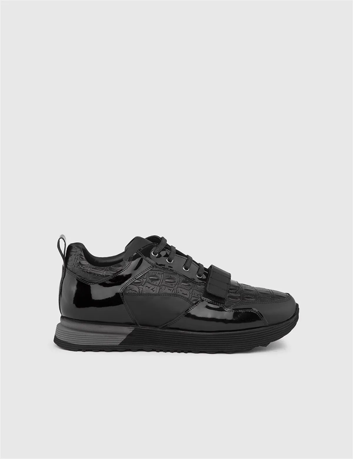 

ILVi-Genuine Leather Handmade Markus Black Leather Crocodile Men's Sneaker Man's Shoes 2022 Fall/Winter