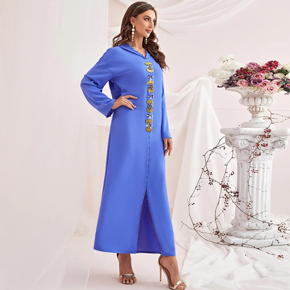Eid Mubarak Abaya Dubai Turkey Kaftan Robe Longue Musulmane Djellaba Femme Muslim Arabic Dress Abayas for Women Islam Clothing
