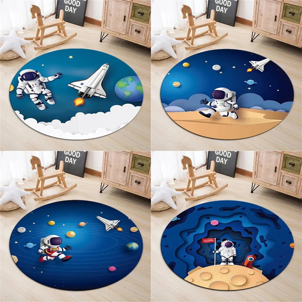 Милый мультяшный космический астронавт украшение для дома круглый ковер спальни