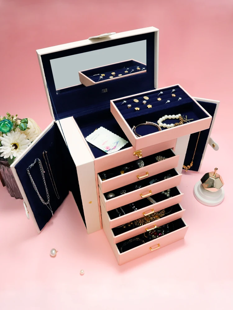 Luxury Jewelry Organizer Storage Box Large Capacity Multi Layer Jewelry Box Earrings Display Organizer for Cosmetics Gift Ideas
