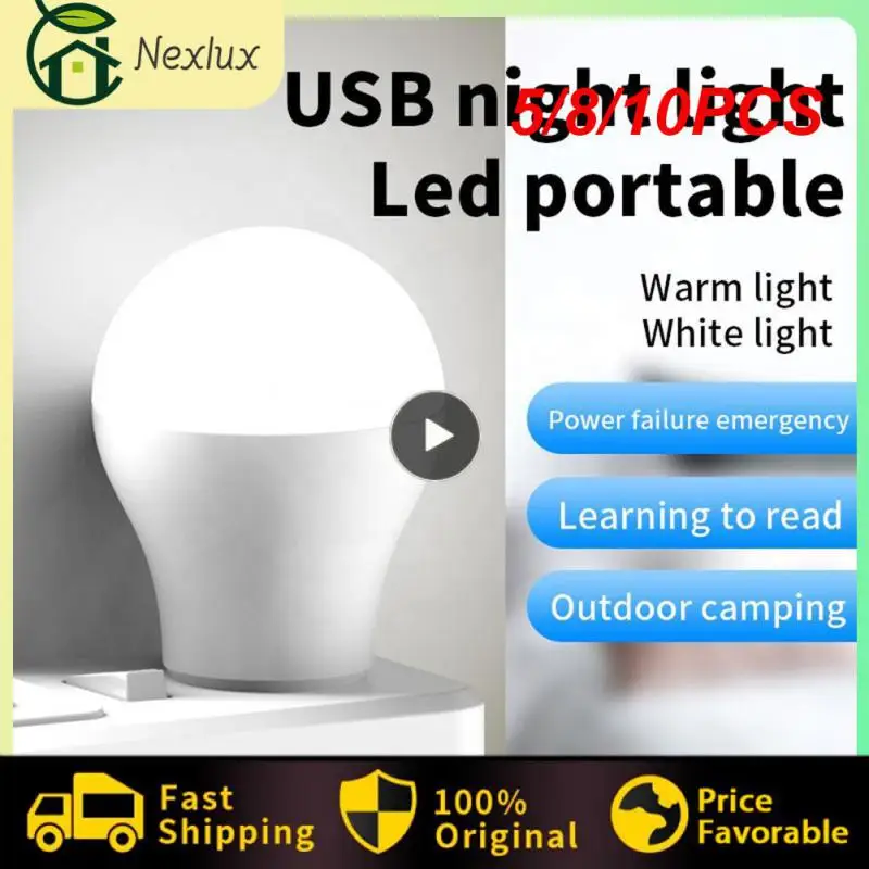 

5/8/10PCS Led Light Bulb Long Service Life Plastic Smart Dimmable Bulb Environmentally Friendly Power Failure Emergency
