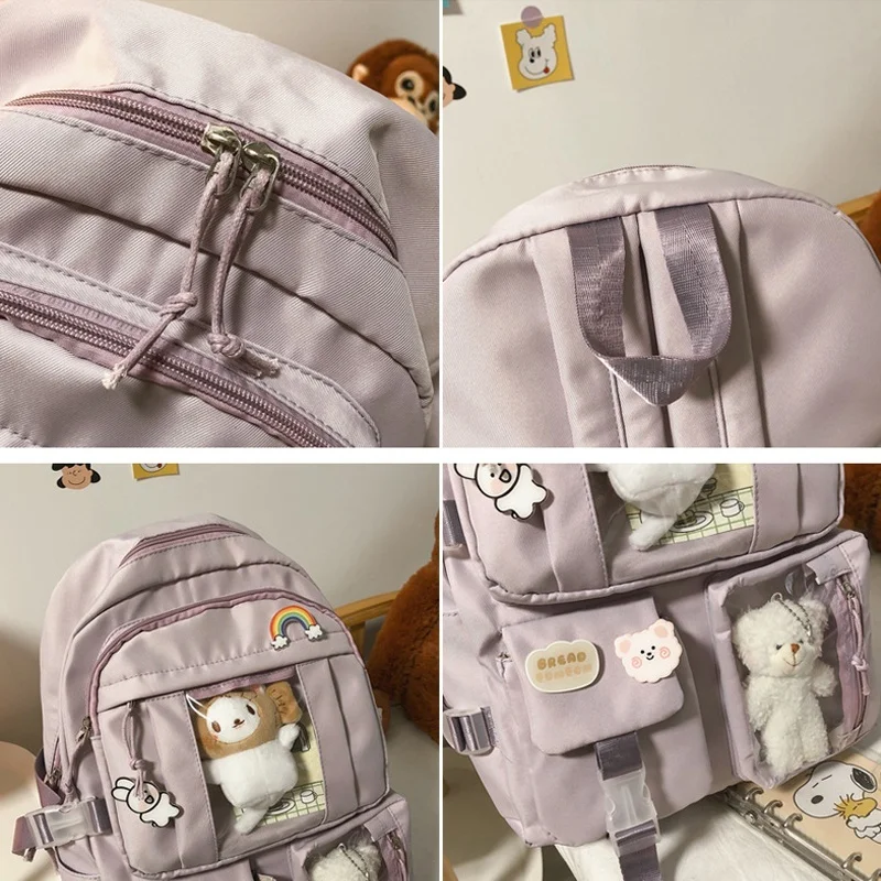 Simple Portable Travel Bag Girls' Backpack New School Bag For Teenagers Nylon Multi-functional Backpacks