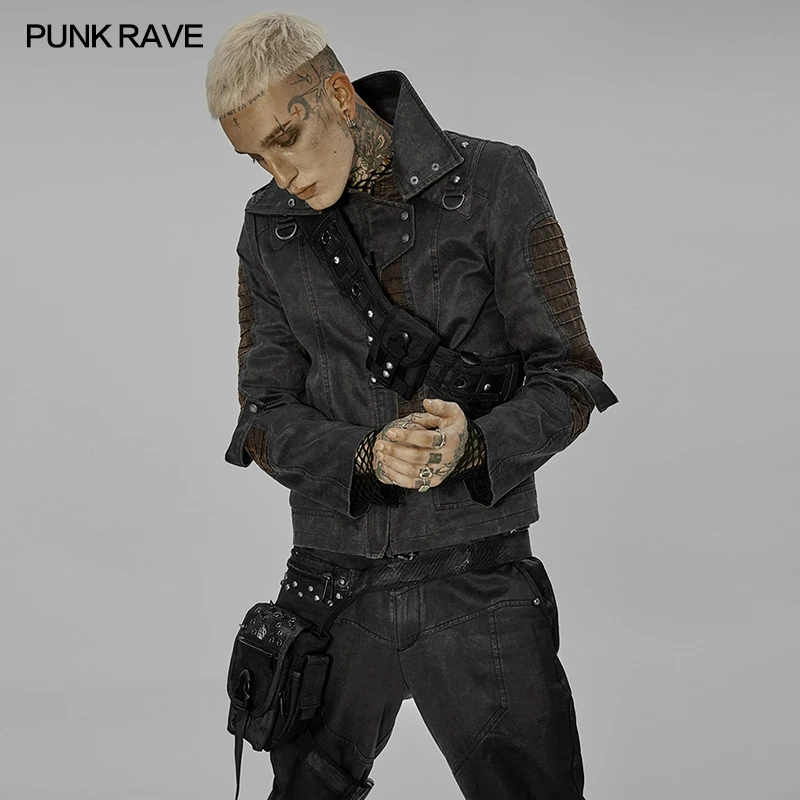 PUNKRAVE Mens Punk Belt Bag Post-apocalyptic Style Personalized Rivets Eyelets Decoration Club Novelty Accessories Belts