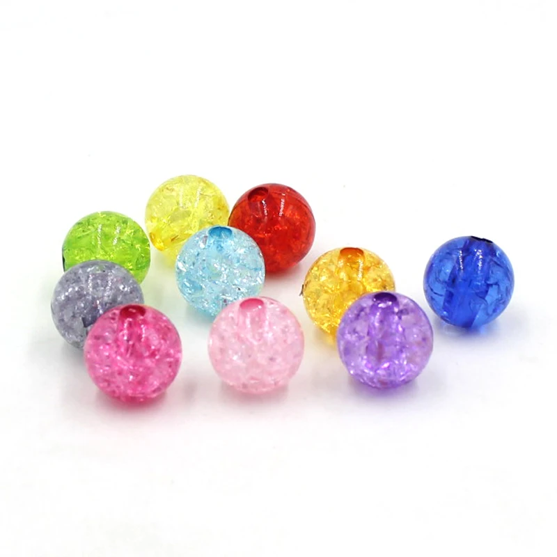 

15pcs 10 Colors 12mm Round Candy Color Acrylic Loose Spacer Crackle Beads For Jewelry Making DIY Beaded Bracelets Women Girl