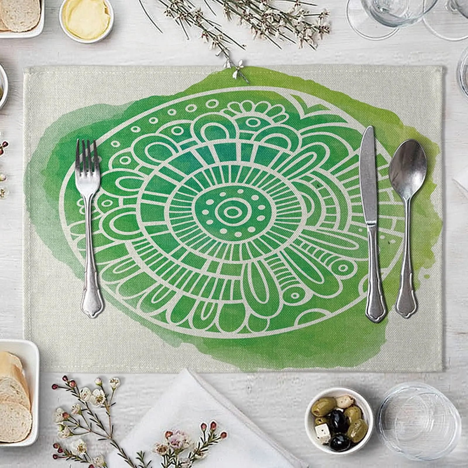 

Детская столовая посуда из Соединенных Штатов, зеленая искусственная фотобумага, набор под 2 салфетки для квадратного стола