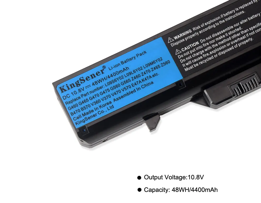 Новый аккумулятор KingSener L09S6Y02 для ноутбука Lenovo IdeaPad G460 G470 G570 G560 V360 V370 V470 Z460 Z465 B470 B570 L09L6Y02 4400 мач (art.: 795cde3a) - 795cde3a