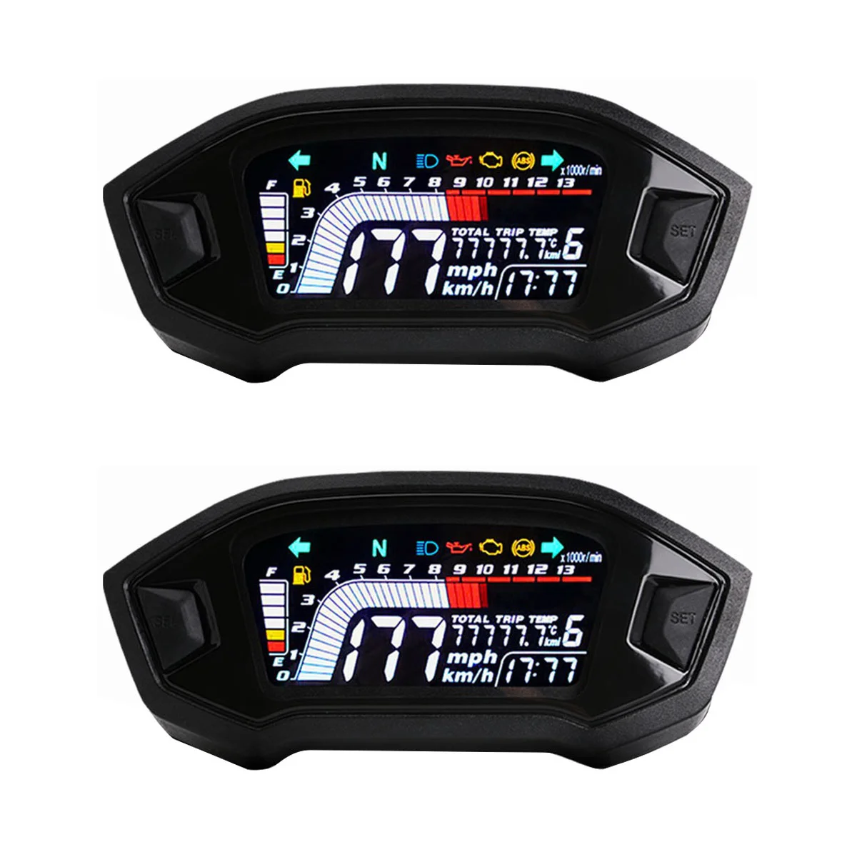 

2pcs Motorbike LCD Digital Speedometer Motorcycle Tachometer Gauge Odometer