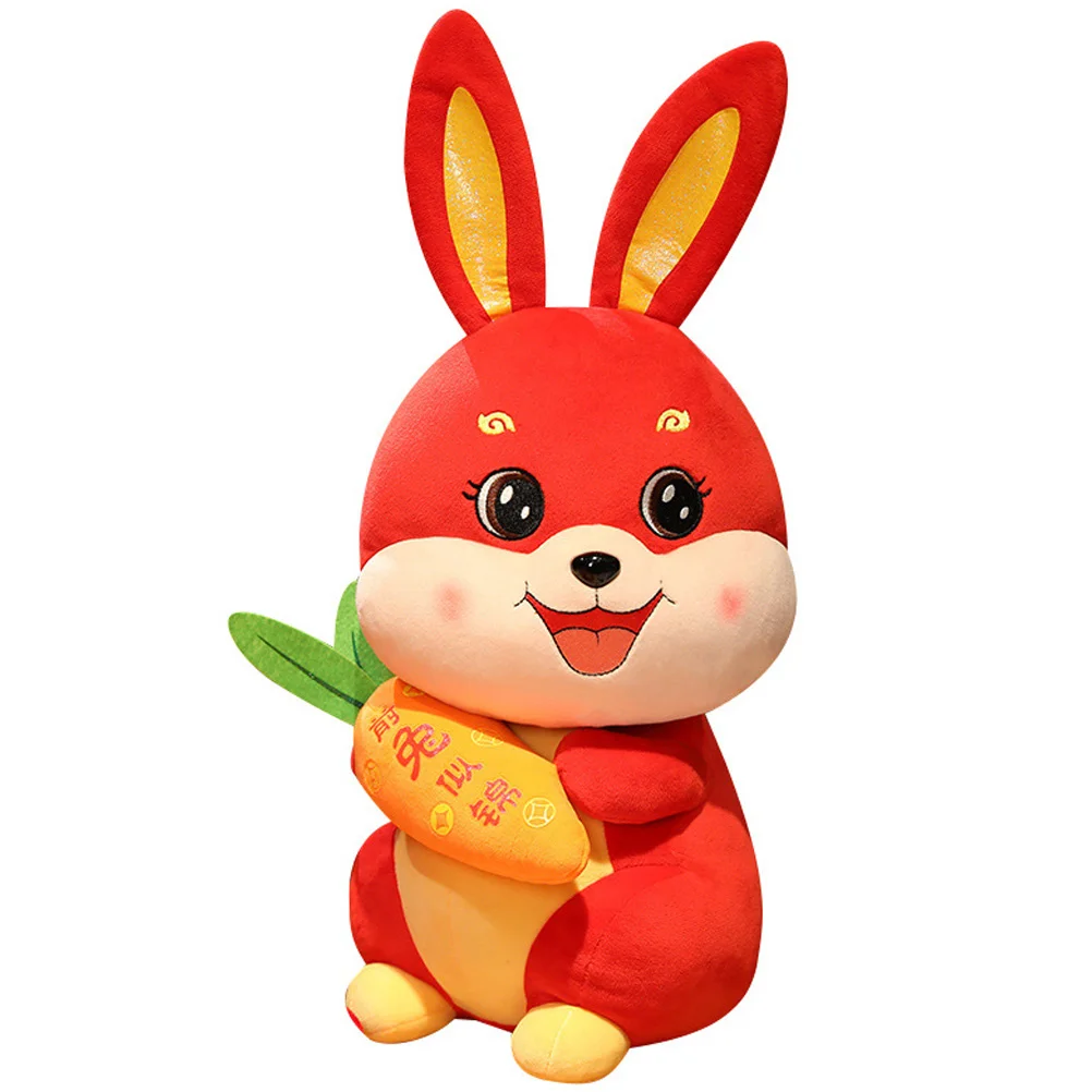 

Кролик набивной, новый китайский Игрушечный Кролик, талисман, плюшевый Зодиак, праздничная фигурка, весенние декоративные игрушки, подарок,...