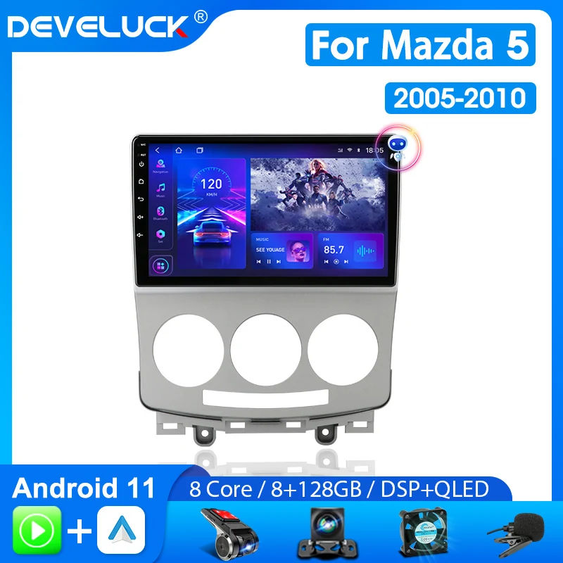 

Develuck Android 11 2 Din for Mazda 5 2005-2010 Car Radio Multimedia Video Player Stereo Navigation Carplay Auto Head Unit Audio