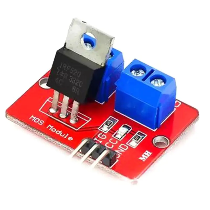 Фото Модуль драйвера MOSFET JABS-IRF520, 0-24 В, кнопка управления высокой мощностью, плата управления для Arduino MCU Raspberry Pi PWM №5