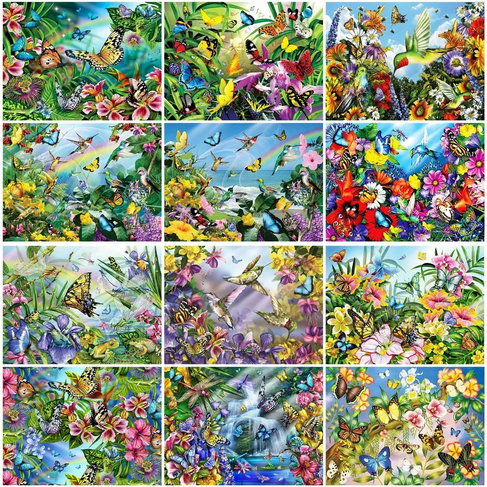 

Полная Алмазная Вышивка Бабочка Птица Животные мозаика 5D круглые наборы для вышивки крестиком украшение ручной работы для дома