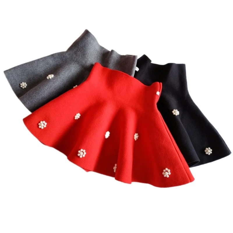 

2023 Spring Autumn New Children Girls Skirits Kids Quality Yam Floral Beading Mini Tutu Skirt 1T 9T