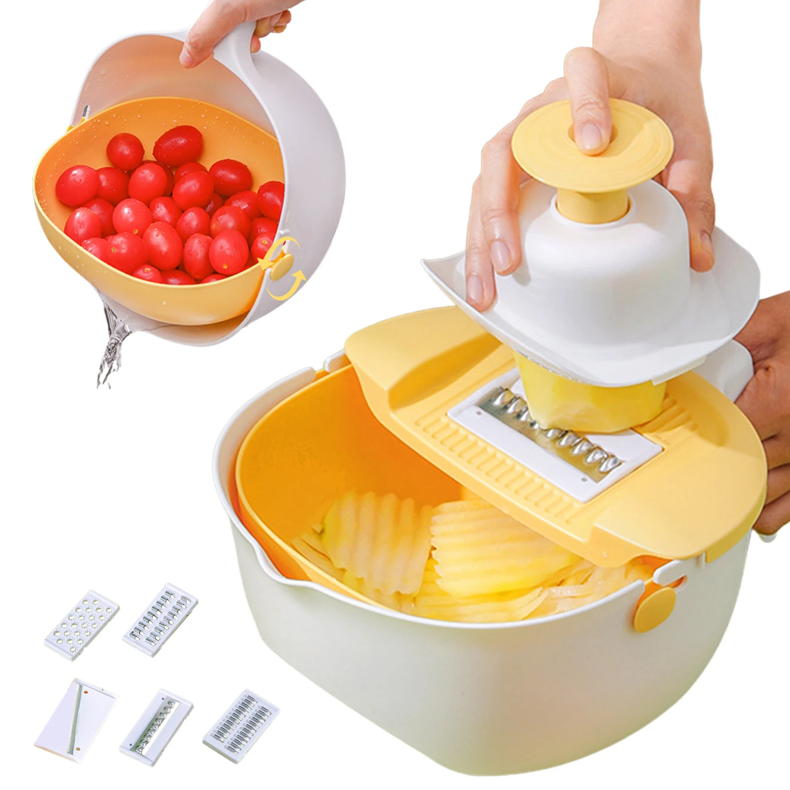

Slicer For Food And Vegetables Kitchen Vegetable Cutter With Strainer Colander Bowl Ginger Cheese Grater With Finger Guard For