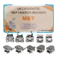 20pcsbox dental orthodontic metal self ligating bracket braces roth mbt 0 022 slots 345 with hooks