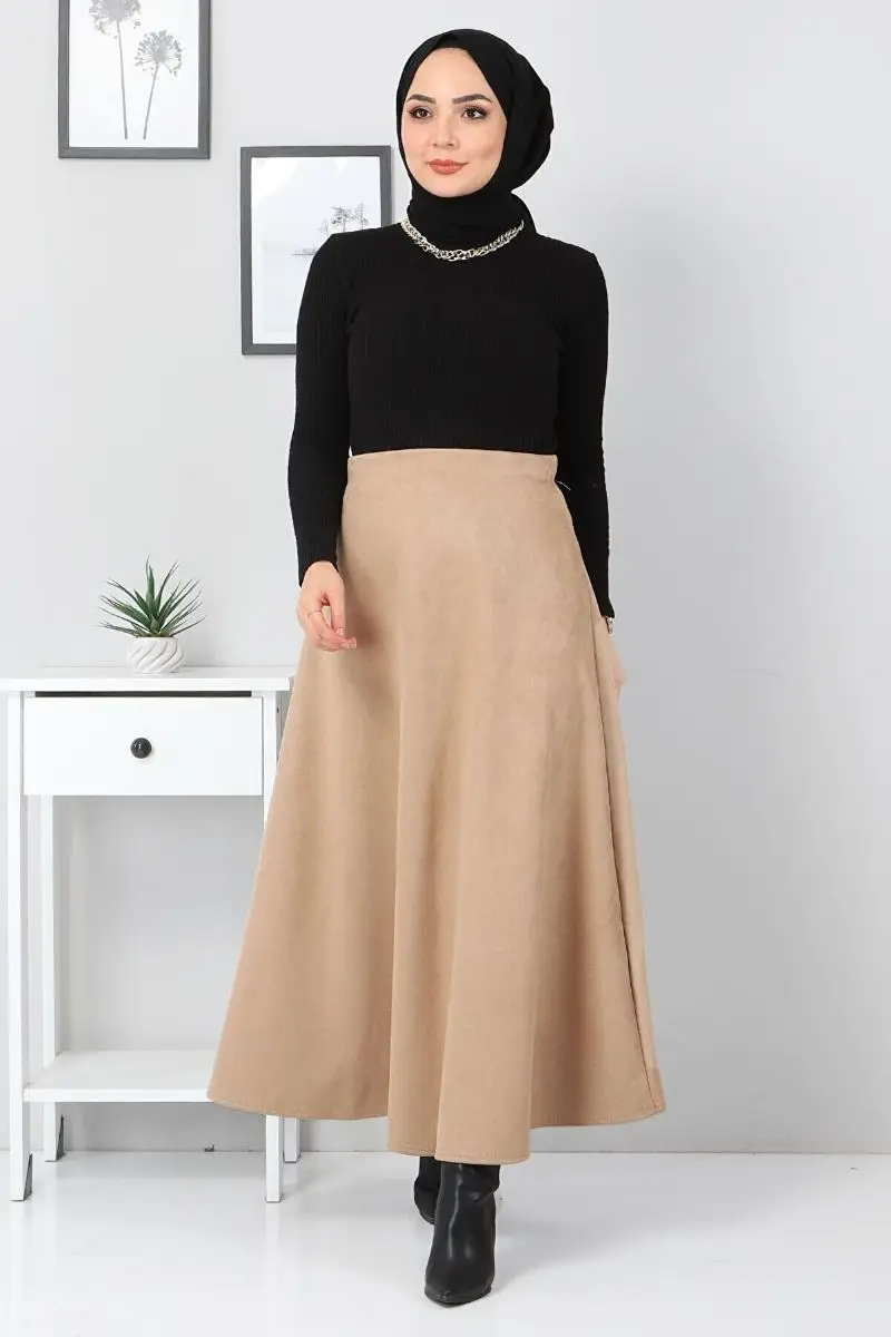 

Suede Mevlana skirt Tsd0036 Camel