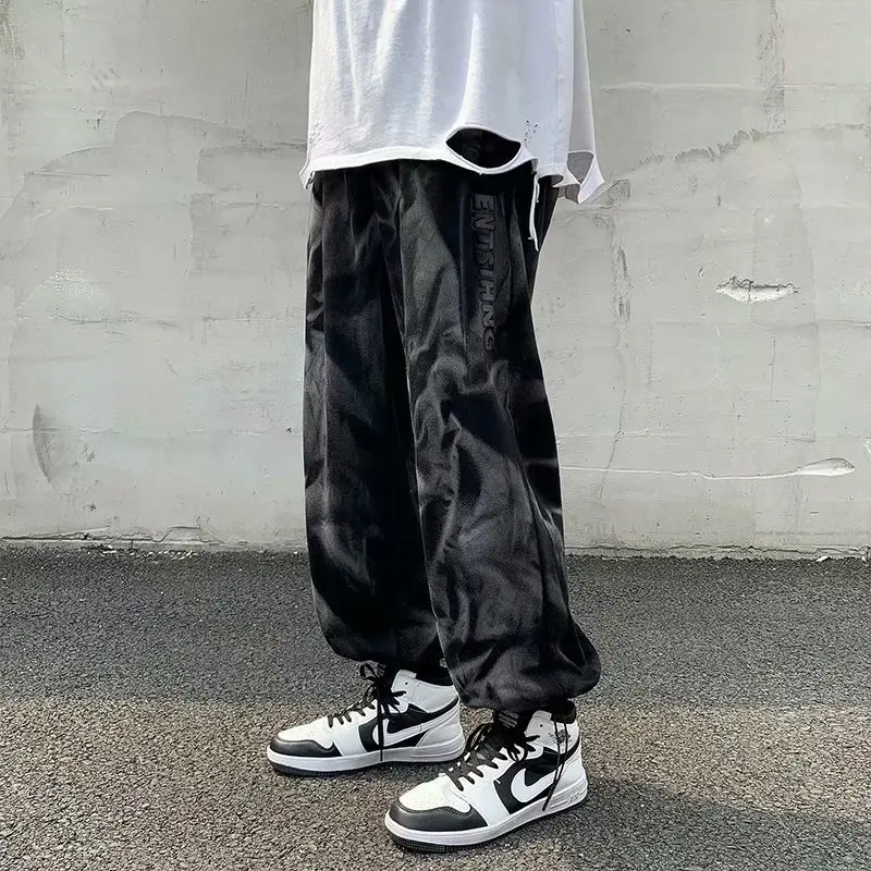 

Спортивные штаны Tie-Dye для мужчин и женщин, брендовые свободные леггинсы с завязками, широкие брюки с драпировкой в уличном стиле, Осень-зима