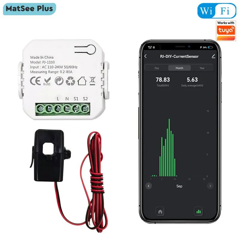 

Smart WiFi Энергомонитор MatSee Plus 80A