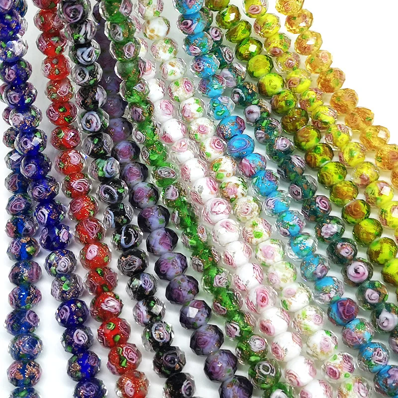 

5pcs Charm Faceted Colored Glaze Rose Beads Loose Spacer Beads for Jewelry Making DIY Bracelet Necklace Earrings Round Beads