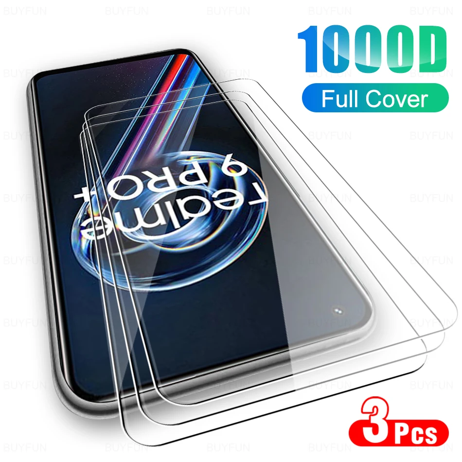

3Pcs Glass Screen Protector For OPPO Realme 9ProPlus 9Pro 9 Pro Plus 9Pro+ + For Realme9 Full Cover Protective Film 6.4" RMX3392
