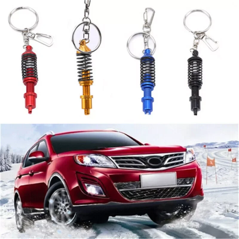 

Adjustable Alloy Car Interior Suspension Keychain Coilover Spring Car Tuning Part Shock Absorber Keyring For Man Gift