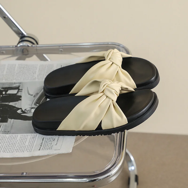 Platform Shoes Slippers Women Outside Wear Bows Summer New Girl Shoes Soft Bottom Women Slippers Large Size 41-43 Women Shoes