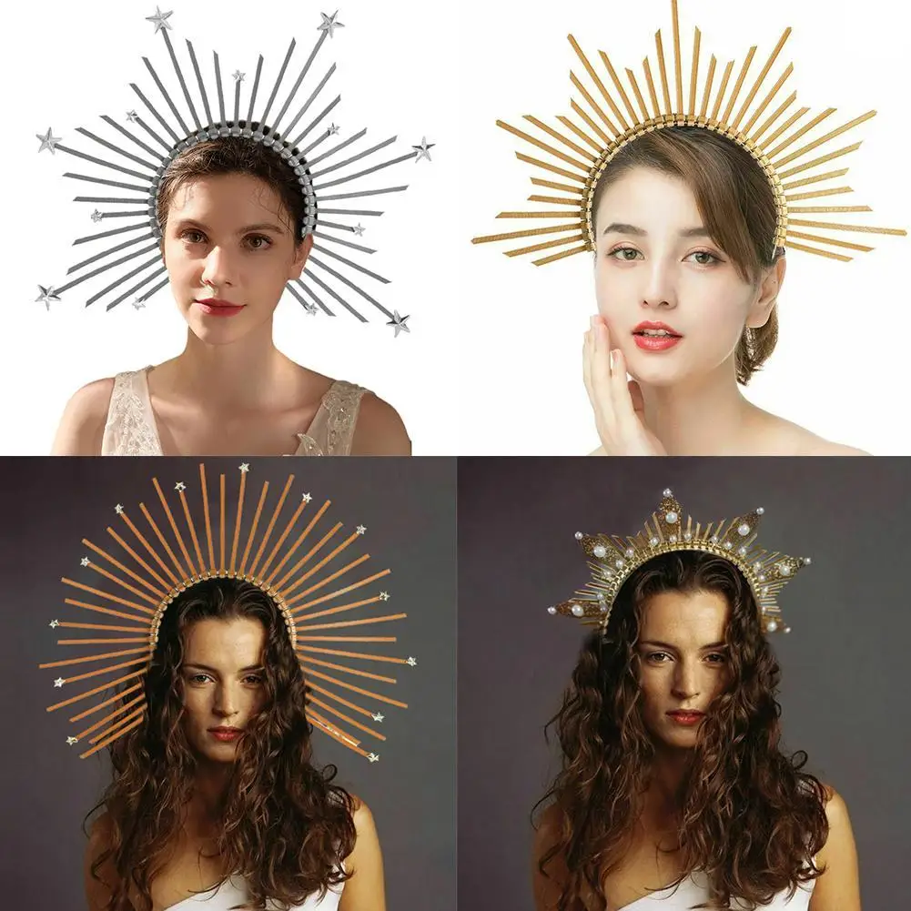 

Gothic Lolita Tiara Crown Headband DIY Material Package Halloween Halo Parts Headpiece Sun Wedding Baroque Vintage Goddess W0C1