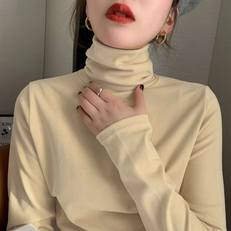 Dralon Turtleneck Women's Autumn And Winter Long Sleeve T-shirt Women's Top Ropa Mujer Camisetas