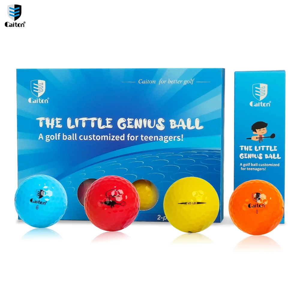 S 2-layer Golf Balls Long Distance Balls 4 Colors Cartoon Print High Bounce Core Soft Feel Gift Set(12pcs)