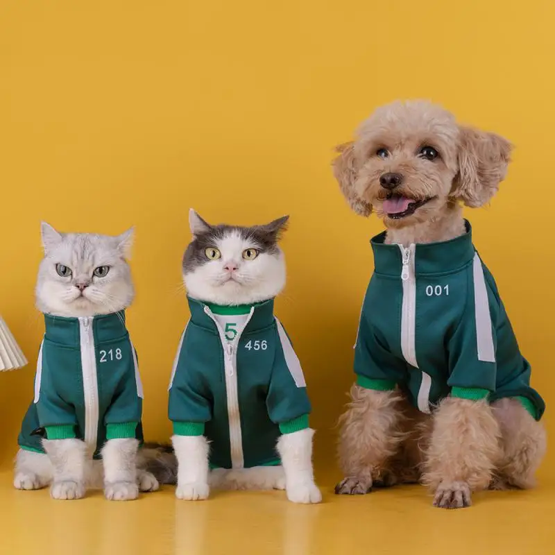 

Autumn Winter Dog Jacket Squid Game Pet Clothes Luxury Sphynx Cat Coat Puppy Teddy Small Dog Sweater Fashion Big Dog Clothes