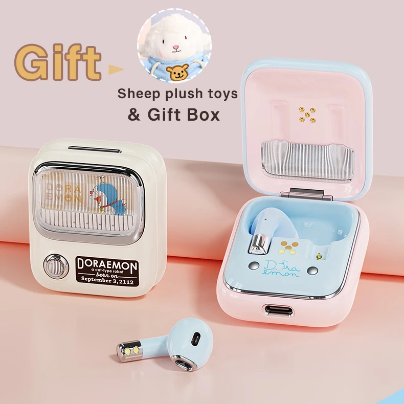 

Gift for Girlfriend Doraemoned Bluetooth Earphones TWS Stereo Wireless 5.0 Bluetooth Headphones Touch Control Gaming Headset