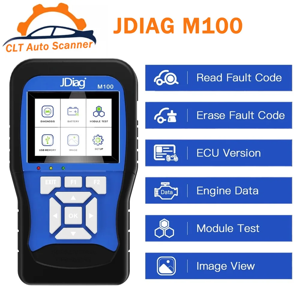 

Оригинальный диагностический сканер JDiag M100 для мотоциклов OBD2, 2 в 1, универсальный тестер для аккумуляторов мотоциклов, бесплатная доставка