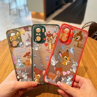 disney fawn bambi cute for xiaomi redmi note 11 10 10s 9t 9s 9 8 pro 5g 7 6 5 5a prime frosted translucent soft phone case
