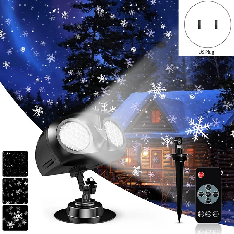 

Christmas Lights Outdoor Christmas Projector Lights Snowflake 4 Modes Snowflake Light Projector Christmas US Plug