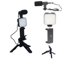 led video fill light vlog shooting kits with remote control tripod stand microphone phone holder for youbube live streaming