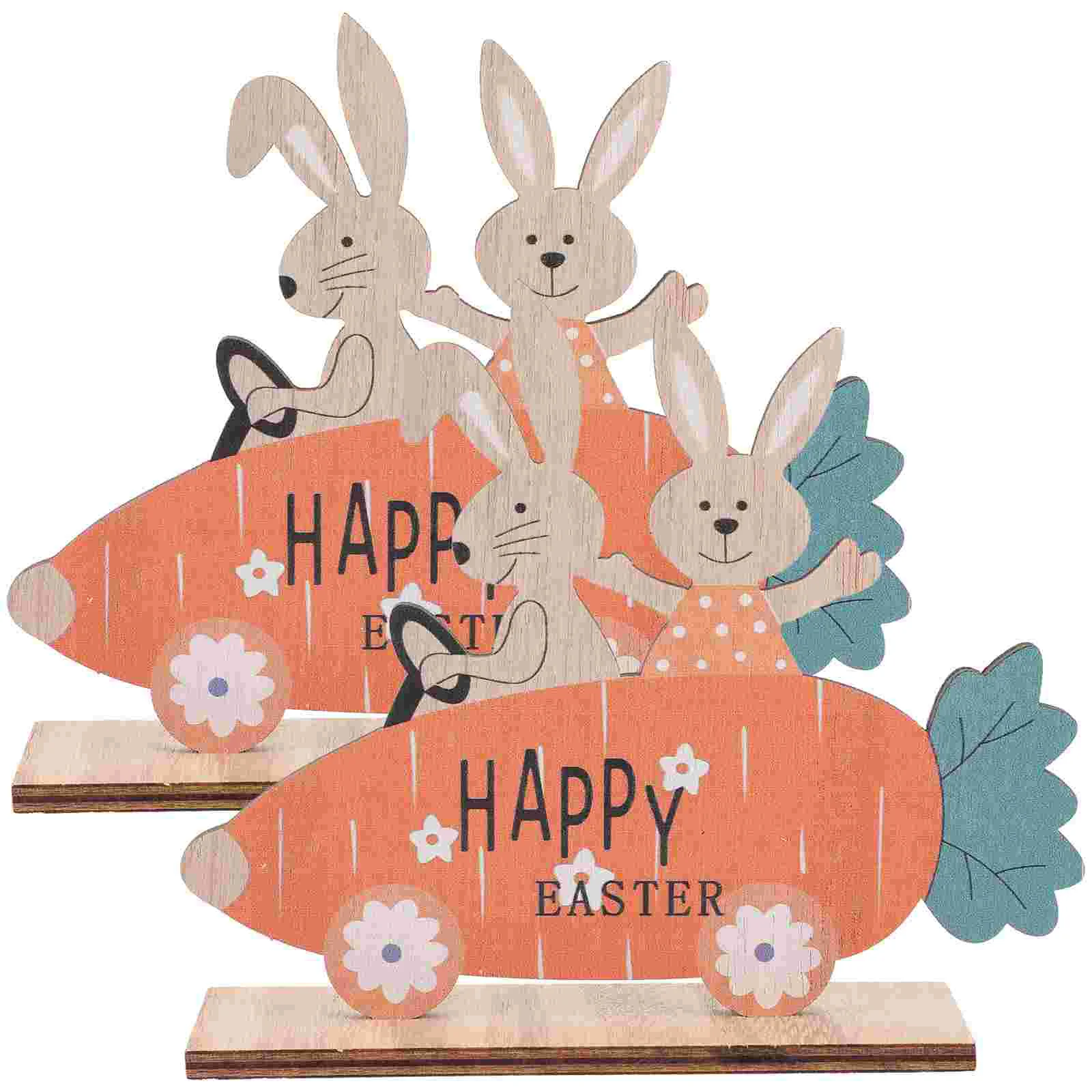 

Easter Sign Table Decor Wood Wooden Bunny Spring Signs Tabletop Decorations Cutout Happy Farmhouse Centerpiece Decorative Tiered