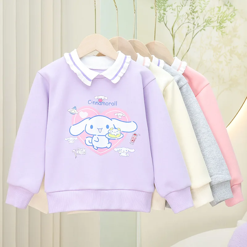 Новинка спортивный Свитшот Sanrio из чистого хлопка для девочек осень и зима Kuromi My
