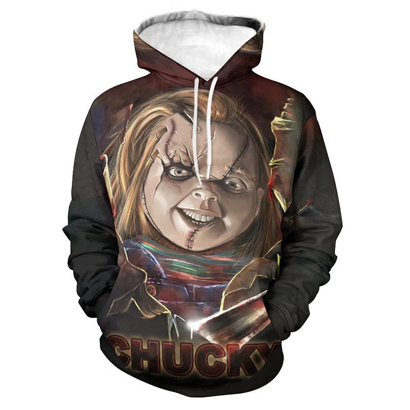 Mens Hoodie Horror Movie Child of Play Chucky 3D Print Hoodies Men Women Children Fashion Streetwear Casual Style Swearshirts To