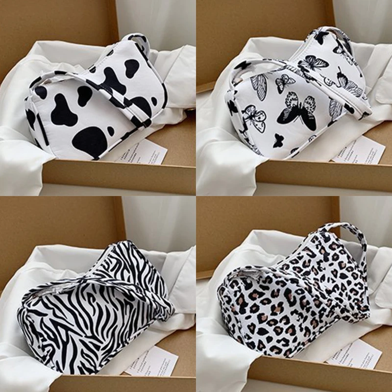 

Модные сумки через плечо из воловьей кожи с молочным принтом, нейлоновая женская сумка, женские сумки, повседневные популярные простые женс...